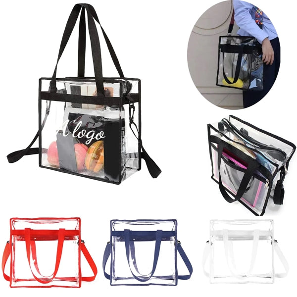 Clear Tote Bag with Zipper Closure and Adjustable Strap