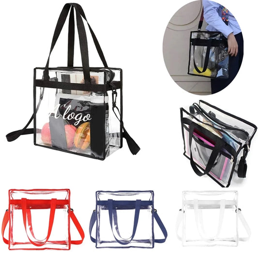 Clear Tote Bag with Zipper Closure and Adjustable Strap