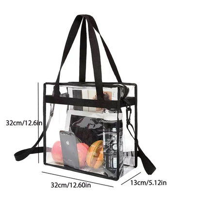 Clear Tote Bag with Zipper Closure and Adjustable Strap