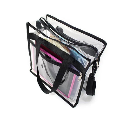Clear Tote Bag with Zipper Closure and Adjustable Strap
