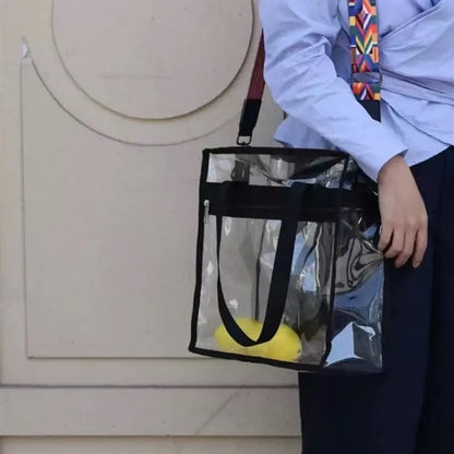 Clear Tote Bag with Zipper Closure and Adjustable Strap