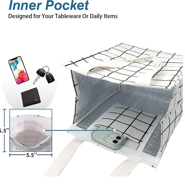 Wide-Open Foldable Insulated Lunch Bag