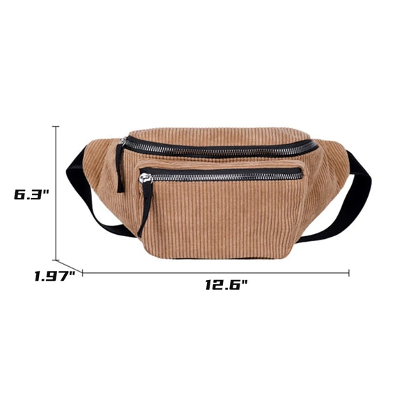 Corduroy Adjustable Strap Waist Bag  for Travel Sports