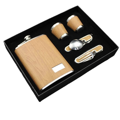 9oz Stainless Steel Hip Flask with Cups Spoon Knife Fork