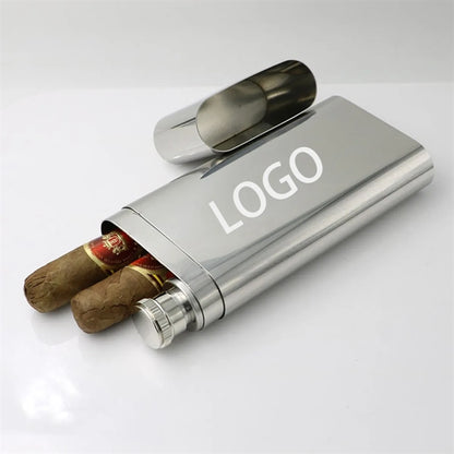 Stainless Steel Cigar Flask Set