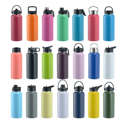 Multi Lids Stainless Steel Bottle 12/16/18/22/25/32/40 Oz