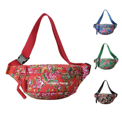 Vintage Trend Full Print Large Flower Waist Bag