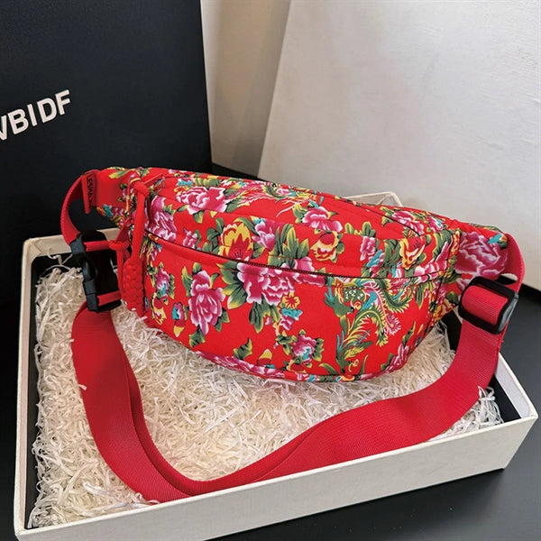 Vintage Trend Full Print Large Flower Waist Bag