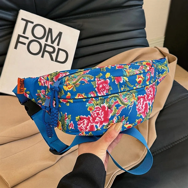 Vintage Trend Full Print Large Flower Waist Bag