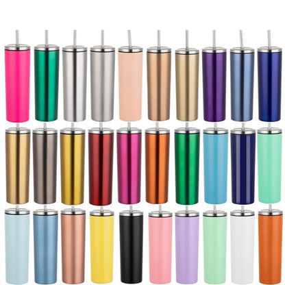 Stainless Steel Skinny Tumbler With Lids And Straws