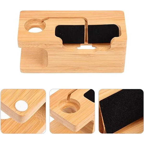 Wooden Phone & Watch Stand Holder Charging Station Dock