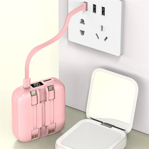 Mirror Power Bank With Detachable Data Cable
