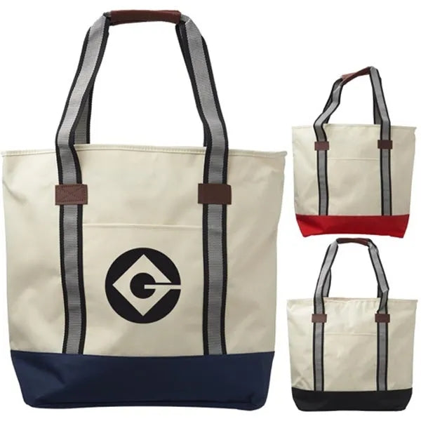 Top Zipper Closure Polyester Cotton Canvas Tote Bags