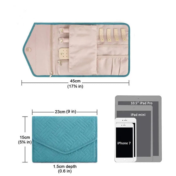 Travel Jewelry Organizer Case Foldable Bag Roll Pouch
