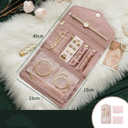 Travel Jewelry Organizer Case Foldable Bag Roll Pouch
