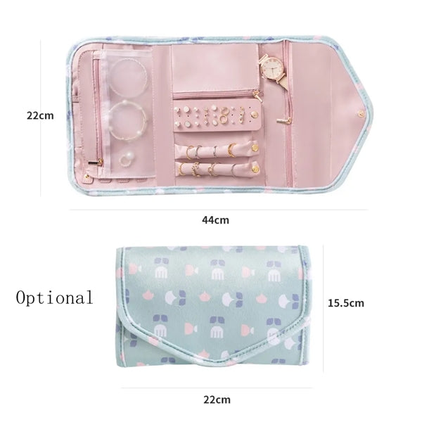 Travel Jewelry Organizer Case Foldable Bag Roll Pouch