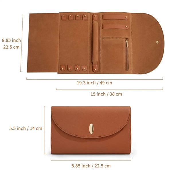 Travel Jewelry Organizer Case Foldable Bag Roll Pouch PU