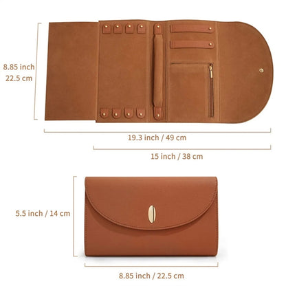 Travel Jewelry Organizer Case Foldable Bag Roll Pouch PU