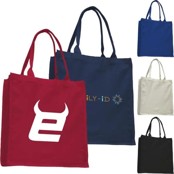 100% Cotton Canvas Fancy Web Handle Tote Bag w/Bottom Gusset