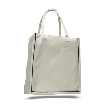 Color Stripe Fancy Web Handle Tote Bag W/ Bottom Gusset