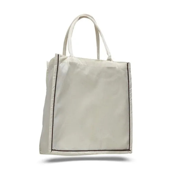 Color Stripe Fancy Web Handle Tote Bag W/ Bottom Gusset