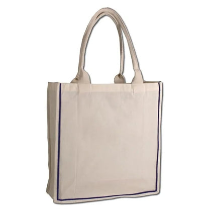 Color Stripe Fancy Web Handle Tote Bag W/ Bottom Gusset