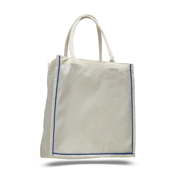 Color Stripe Fancy Web Handle Tote Bag W/ Bottom Gusset