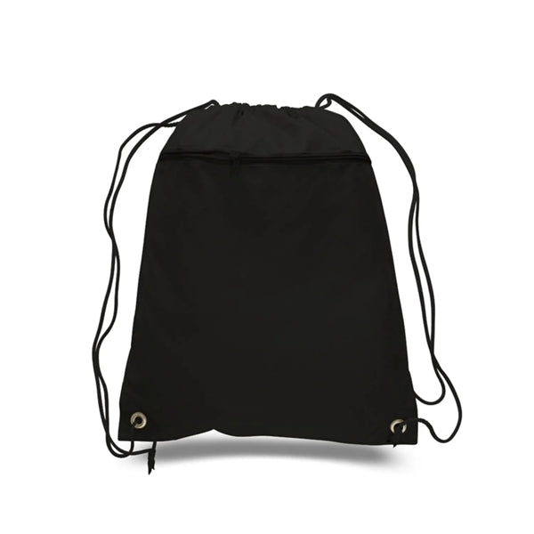 210D Polyester Drawstring Backpack W/ Front Pocket