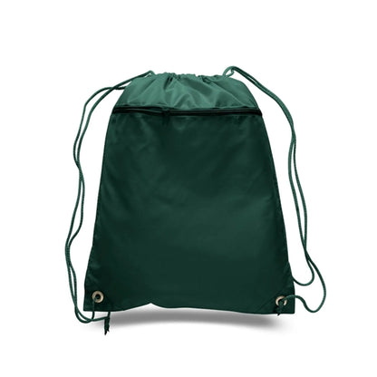210D Polyester Drawstring Backpack W/ Front Pocket