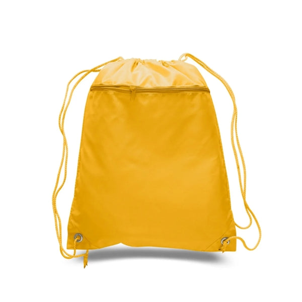 210D Polyester Drawstring Backpack W/ Front Pocket
