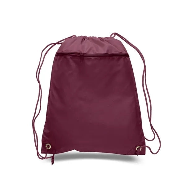 210D Polyester Drawstring Backpack W/ Front Pocket