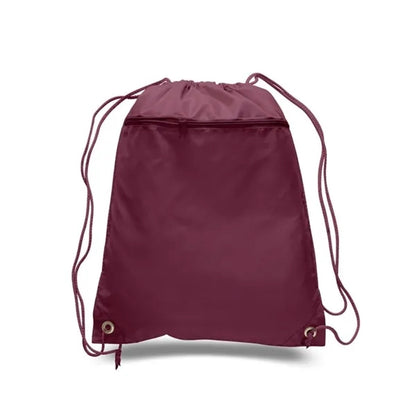 210D Polyester Drawstring Backpack W/ Front Pocket