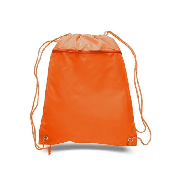 210D Polyester Drawstring Backpack W/ Front Pocket