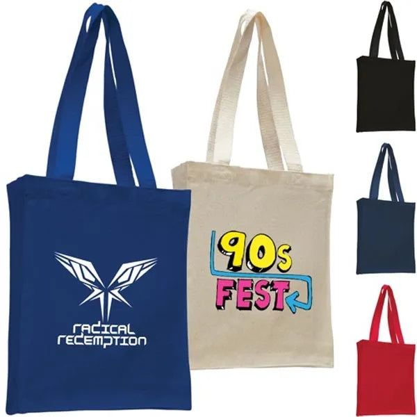 12 Oz. Cotton Canvas Book Tote Bag With Gusset