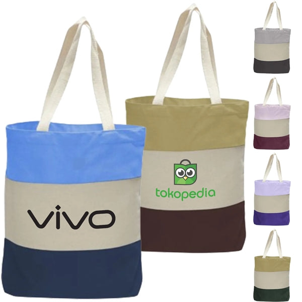 12 Oz. Canvas Tri-Color Promotional Tote Bag