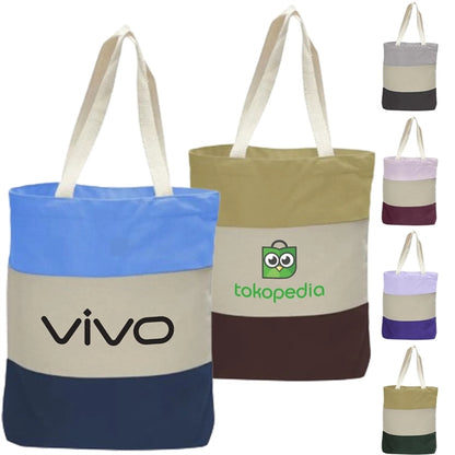 12 Oz. Canvas Tri-Color Promotional Tote Bag