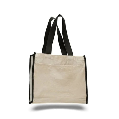 12 Oz. Cotton Canvas Gusset Tote Bag With Color Handles