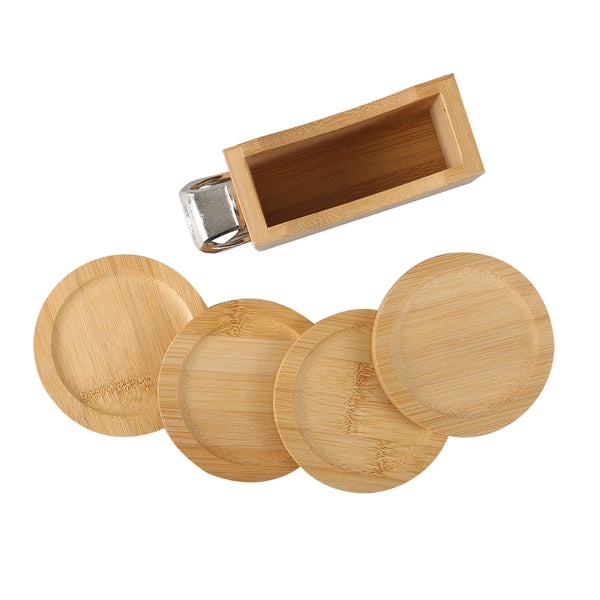Bamboo Coaster Set With Bottle Opener