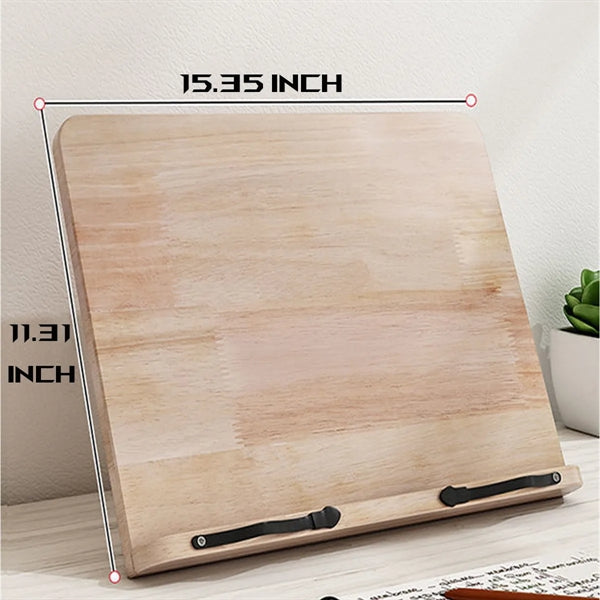 Bamboo Ergonomic Adjustable Book Stand With Fixed Arms
