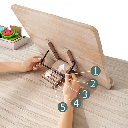 Bamboo Ergonomic Adjustable Book Stand With Fixed Arms