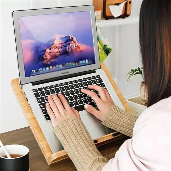 Bamboo Ergonomic Adjustable Book Stand With Fixed Arms