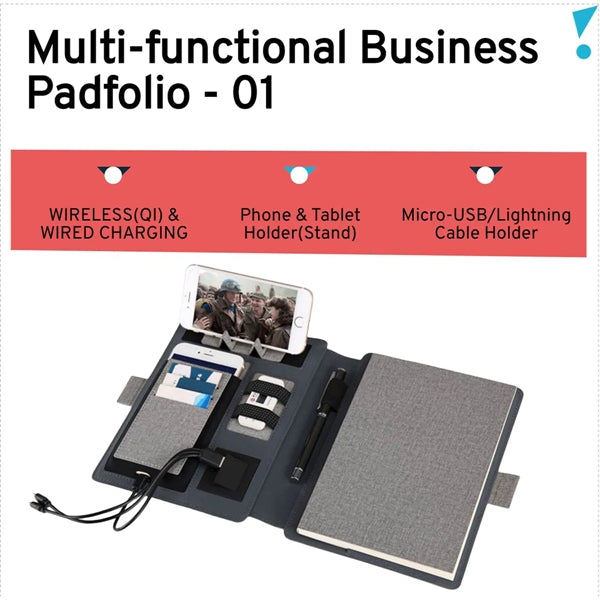 8000mAh Business Padfolio With Wireless Charge and USB