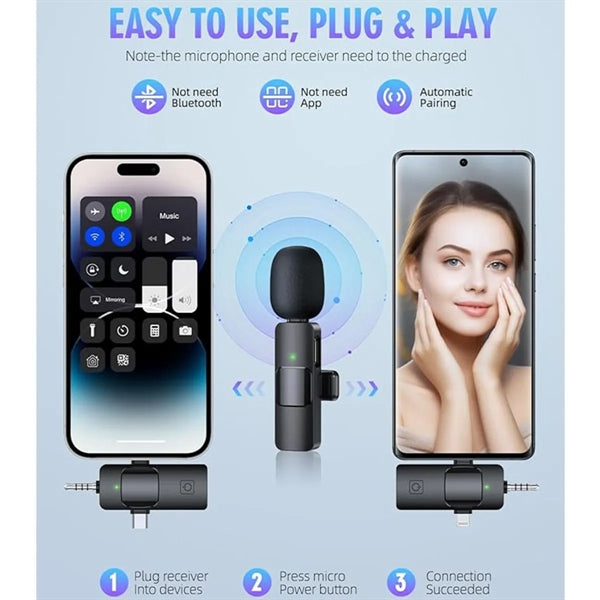 3-in-1 Wireless Lavalier Microphone