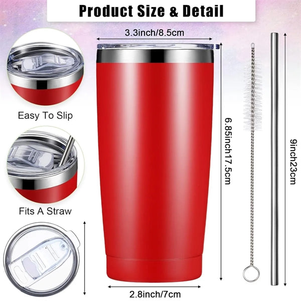 20 oz Stainless Steel Insulated Tumbler with Lid and Straw