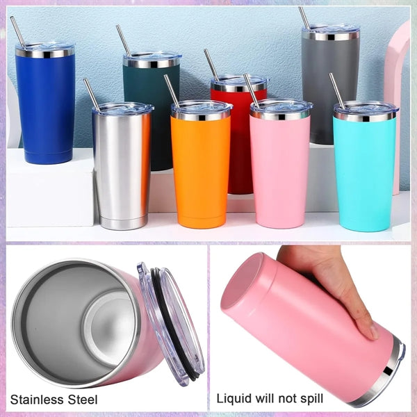 20 oz Stainless Steel Insulated Tumbler with Lid and Straw