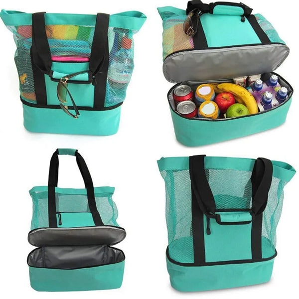 Mesh Beach Tote Cooler Bag