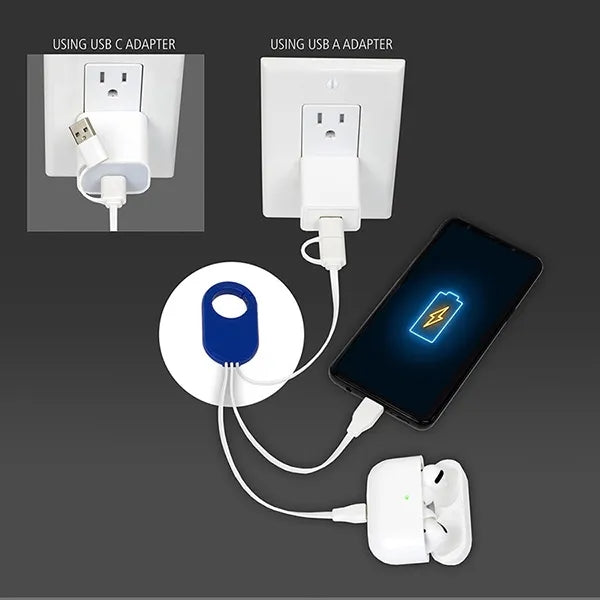 5-in-1 Cell Phone Charging Cable with Carabiner Clip