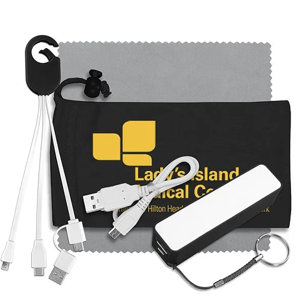 Mobile Tech Power Bank Accessory Kit w/ Cloth in Cinch Pouch