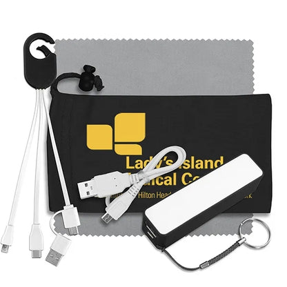 Mobile Tech Power Bank Accessory Kit w/ Cloth in Cinch Pouch