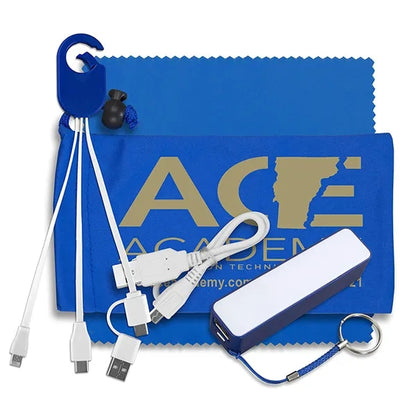 Mobile Tech Power Bank Accessory Kit w/ Cloth in Cinch Pouch